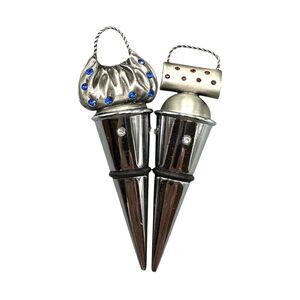 Stainless Fashion Handbag Wine Stoppers‎ with Colored Stone Accents